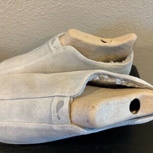 Gray Moccasins with Suede Texture and Rubber Sole